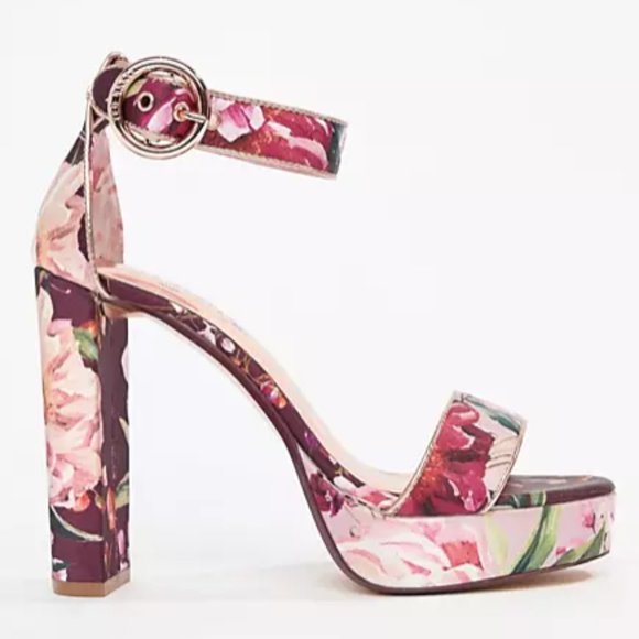 Ted Baker Floral Printed Platform Block Heeled Sandals Size 37.5 - Picture 3 of 7